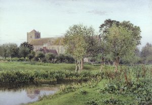 Dorchester Abbey, nabij Wallingford, herfstavond door Newton Bennett